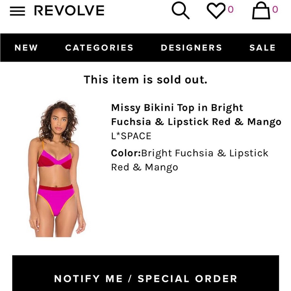 NWOT L*Space Missy Colorblock Bikini Top